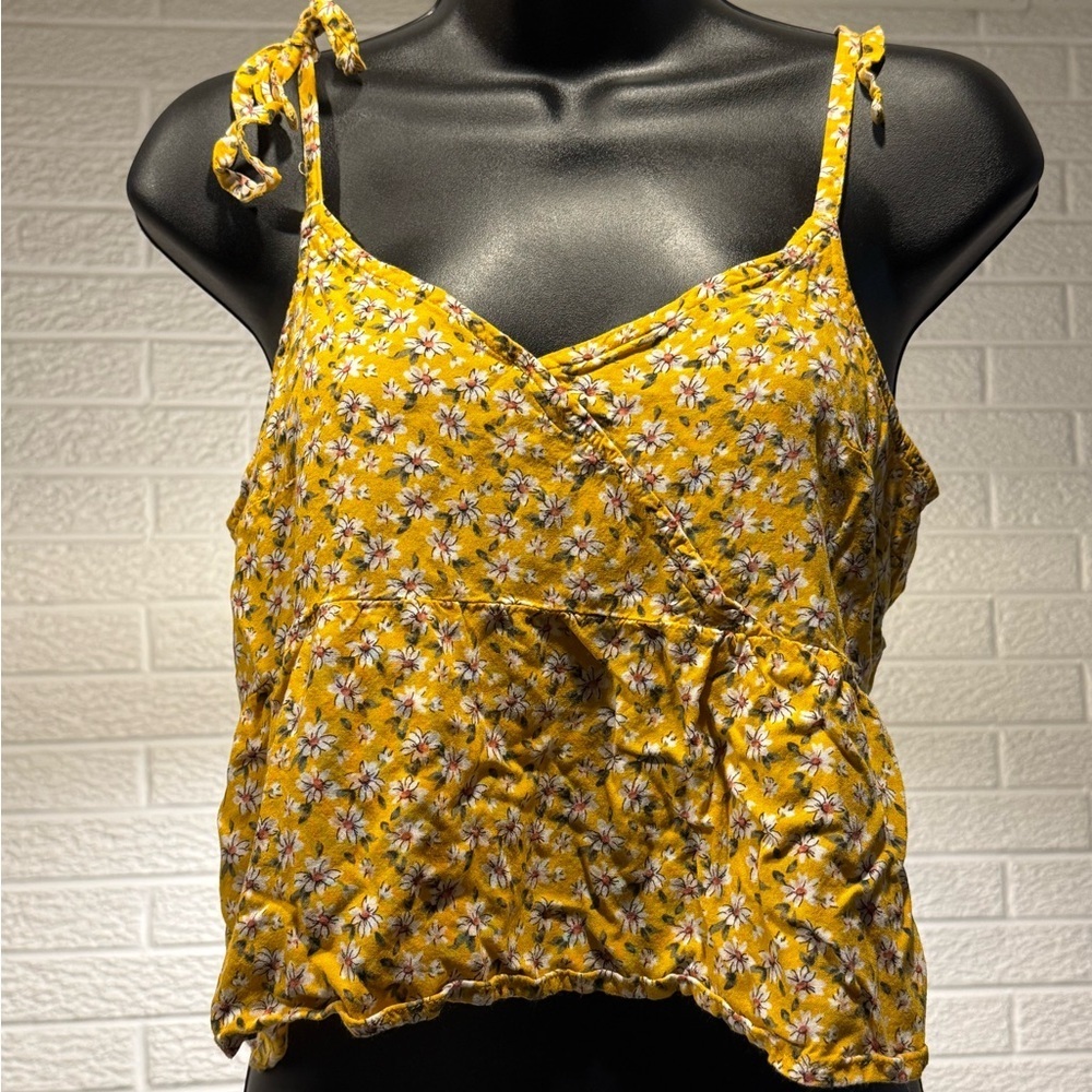 Hollister Yellow Ruched Tie Front Camisole